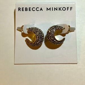 Rebecca Minkoff Pave Crystal Crescent Hoop Earrings New